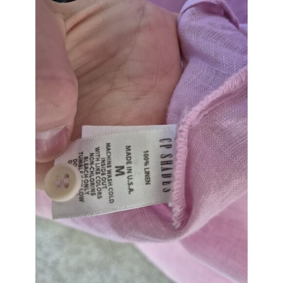 CP Shades Women's Light Pink 100% Linen Hi Lo Blouse Top Medium - Picture 7 of 7